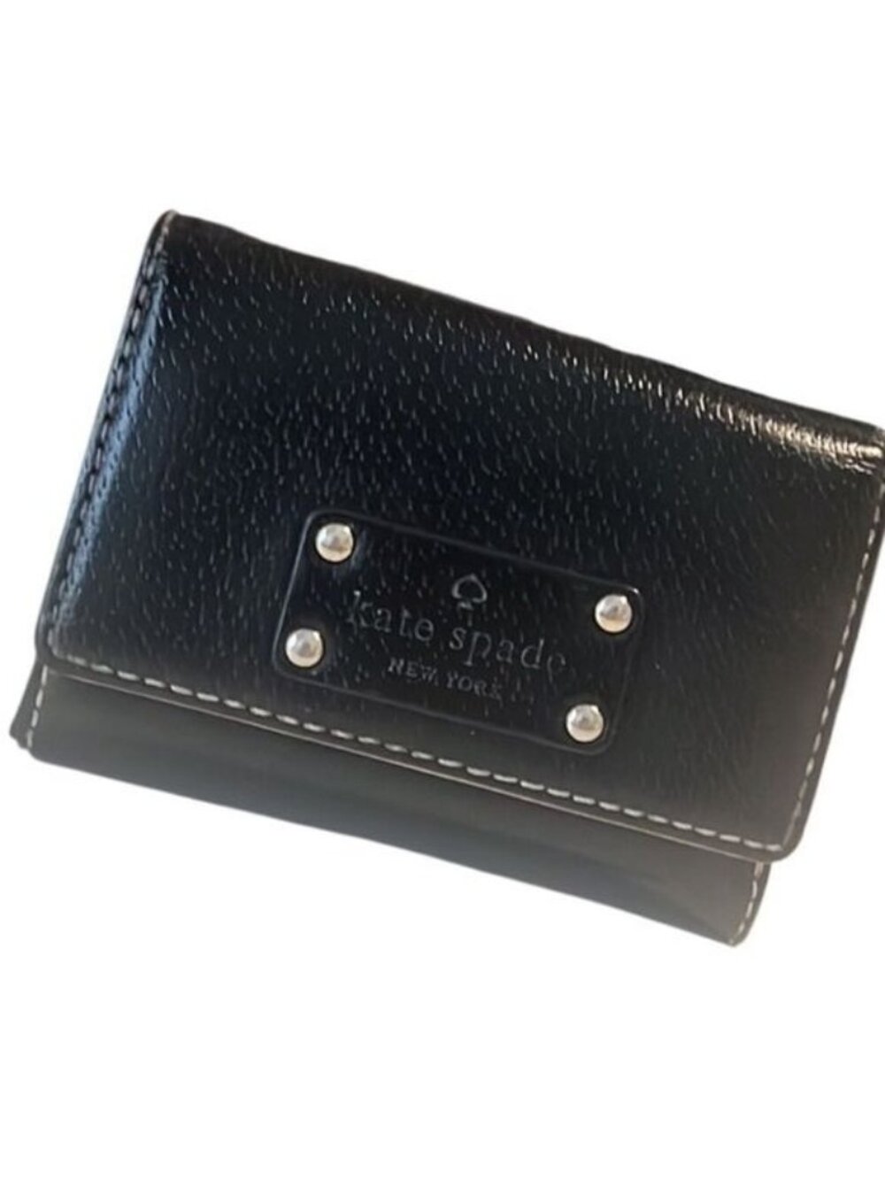 Kate Spade Black Leather Key Fob Zip Coin Bifold Wallet